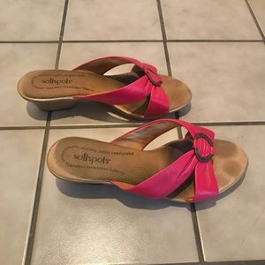 SHOES - Size 9.5WW Softspots pink wedge slide sandals